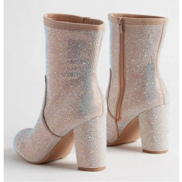 TORRID NWT Stretch Embellished Bootie (WW) Taupe - Picture 3 of 7